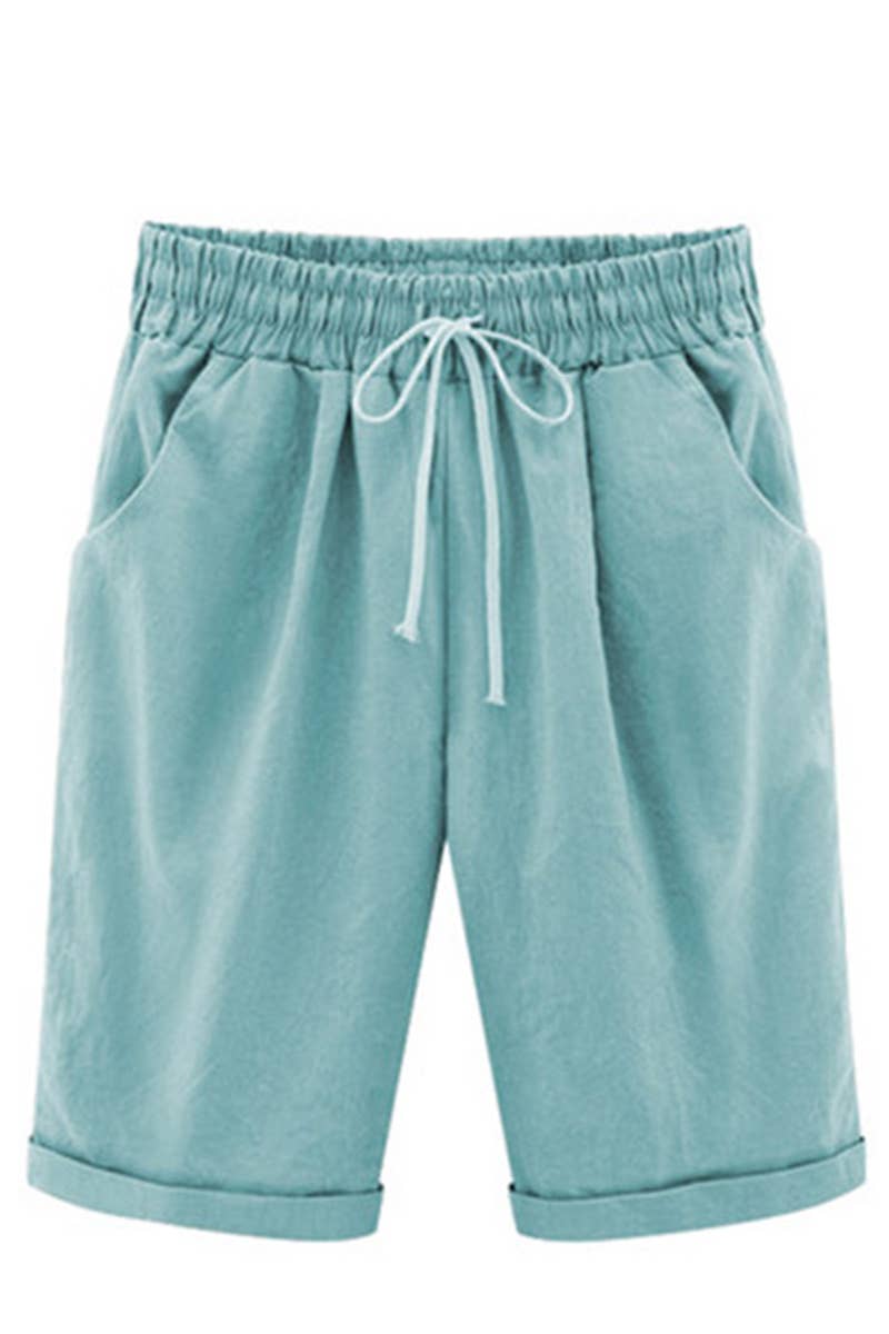 CWBSP0095_ELASTIC WAIST CASUAL PANTS WITH SIDE POCKETS