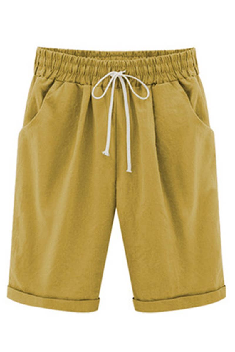 CWBSP0095_ELASTIC WAIST CASUAL PANTS WITH SIDE POCKETS