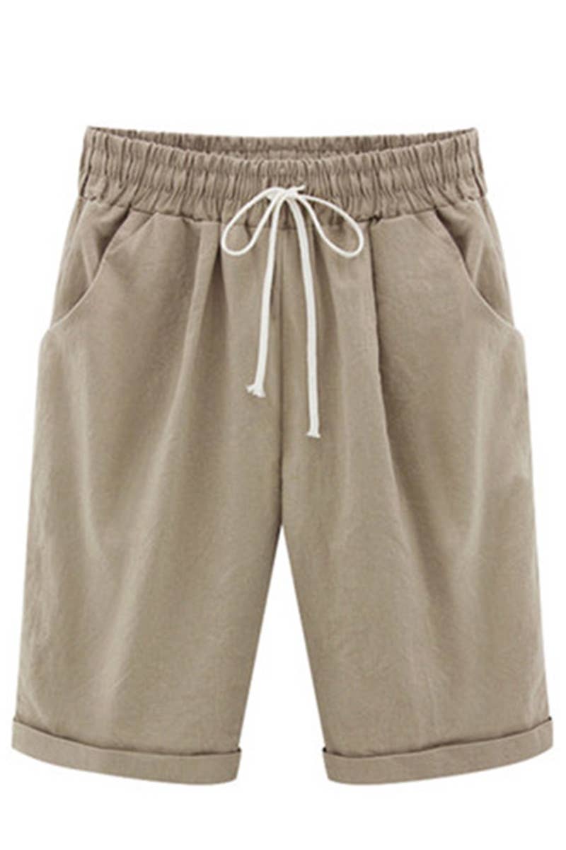 CWBSP0095_ELASTIC WAIST CASUAL PANTS WITH SIDE POCKETS