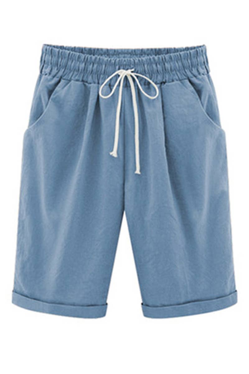 CWBSP0095_ELASTIC WAIST CASUAL PANTS WITH SIDE POCKETS