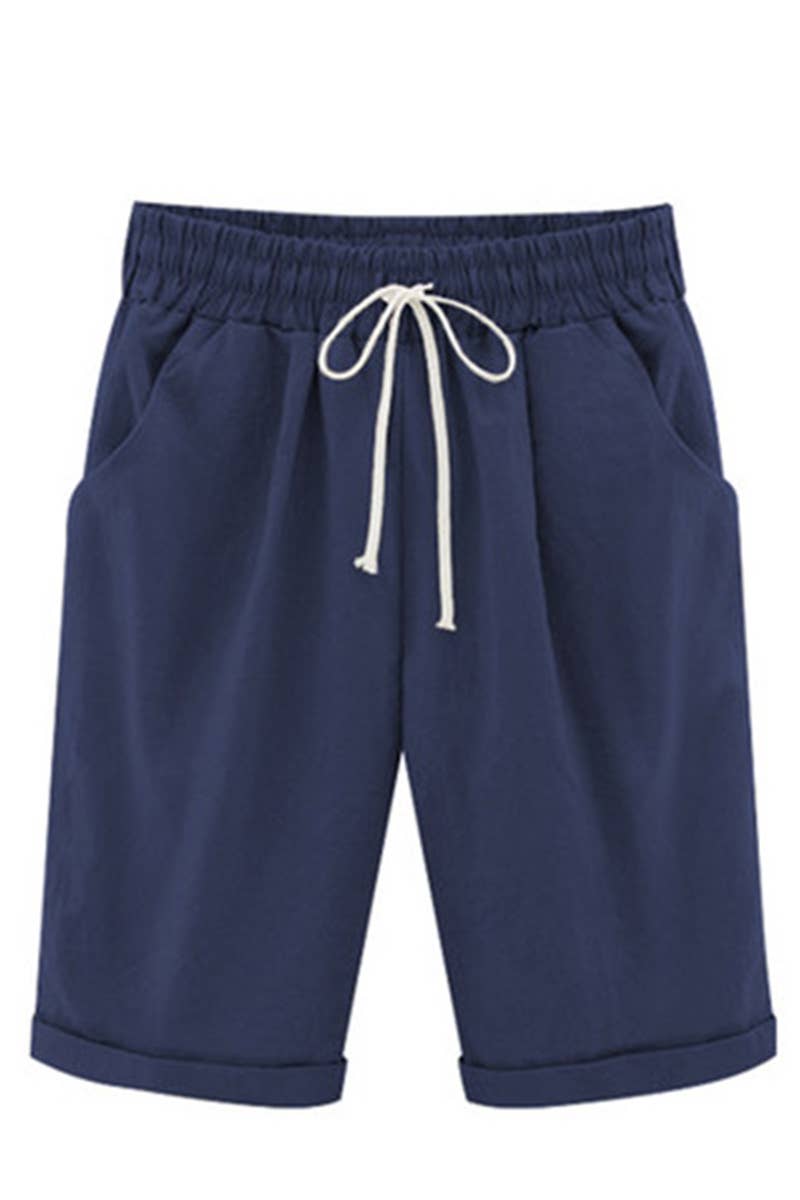 CWBSP0095_ELASTIC WAIST CASUAL PANTS WITH SIDE POCKETS