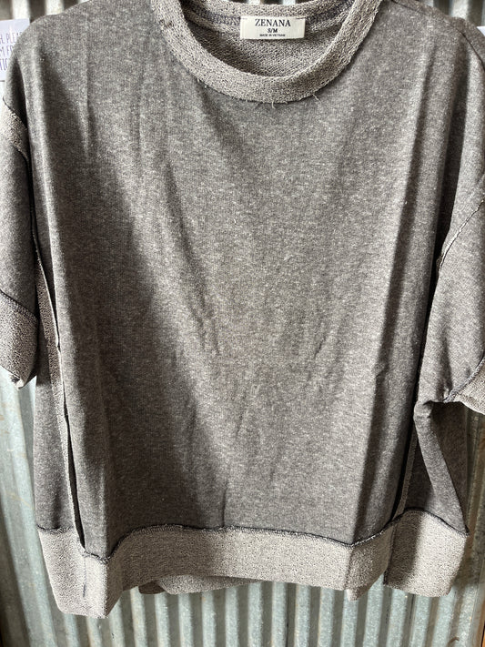 Contrast Trim Drop Shoulder Top