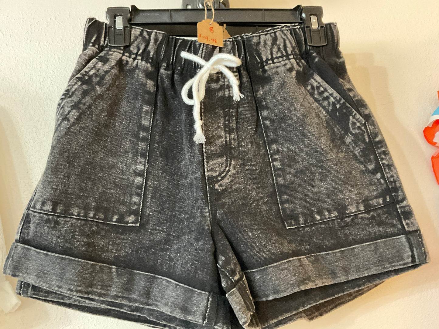 Black denim shorts