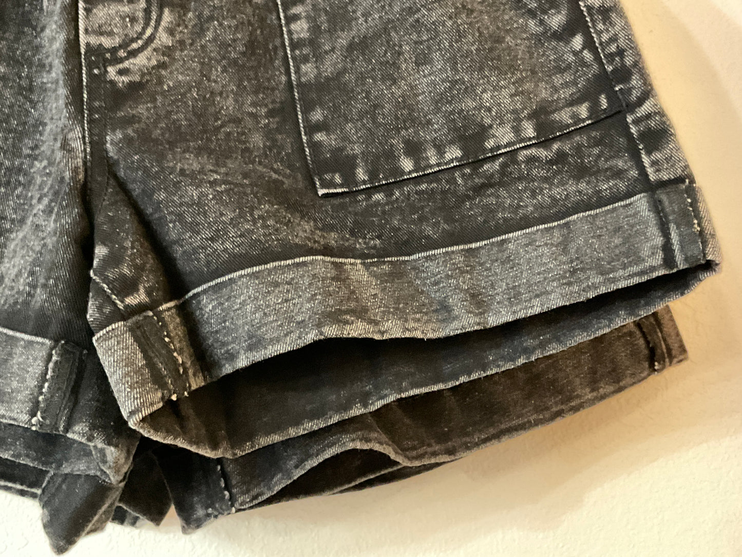 Black denim shorts