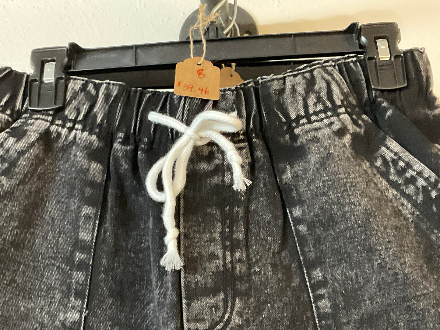 Black denim shorts