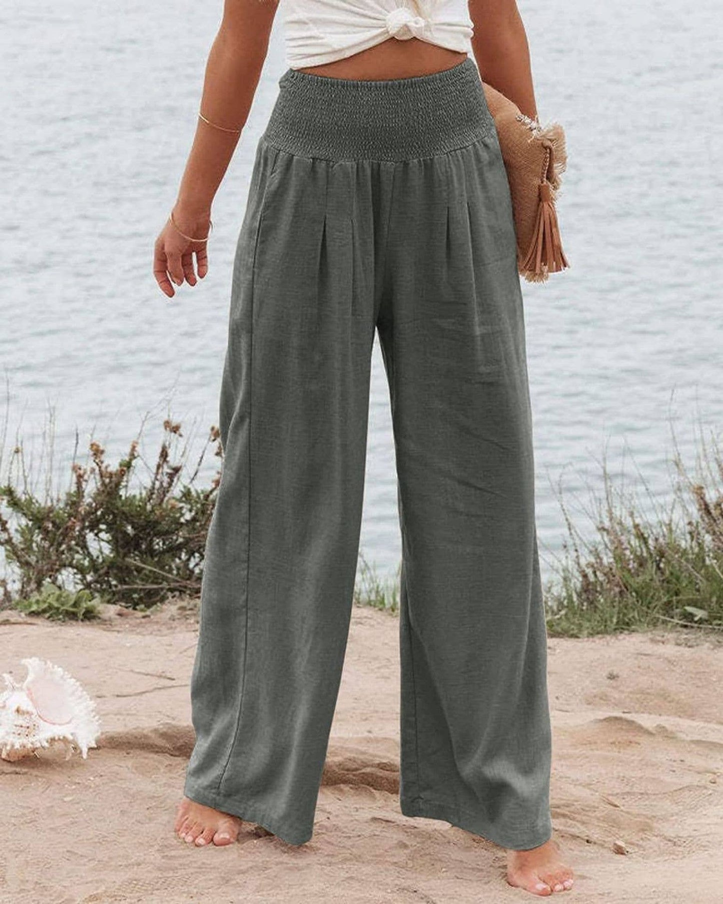 STYLE COTTON SLACKS MADE OF OLD MID-RISE SLACKS
