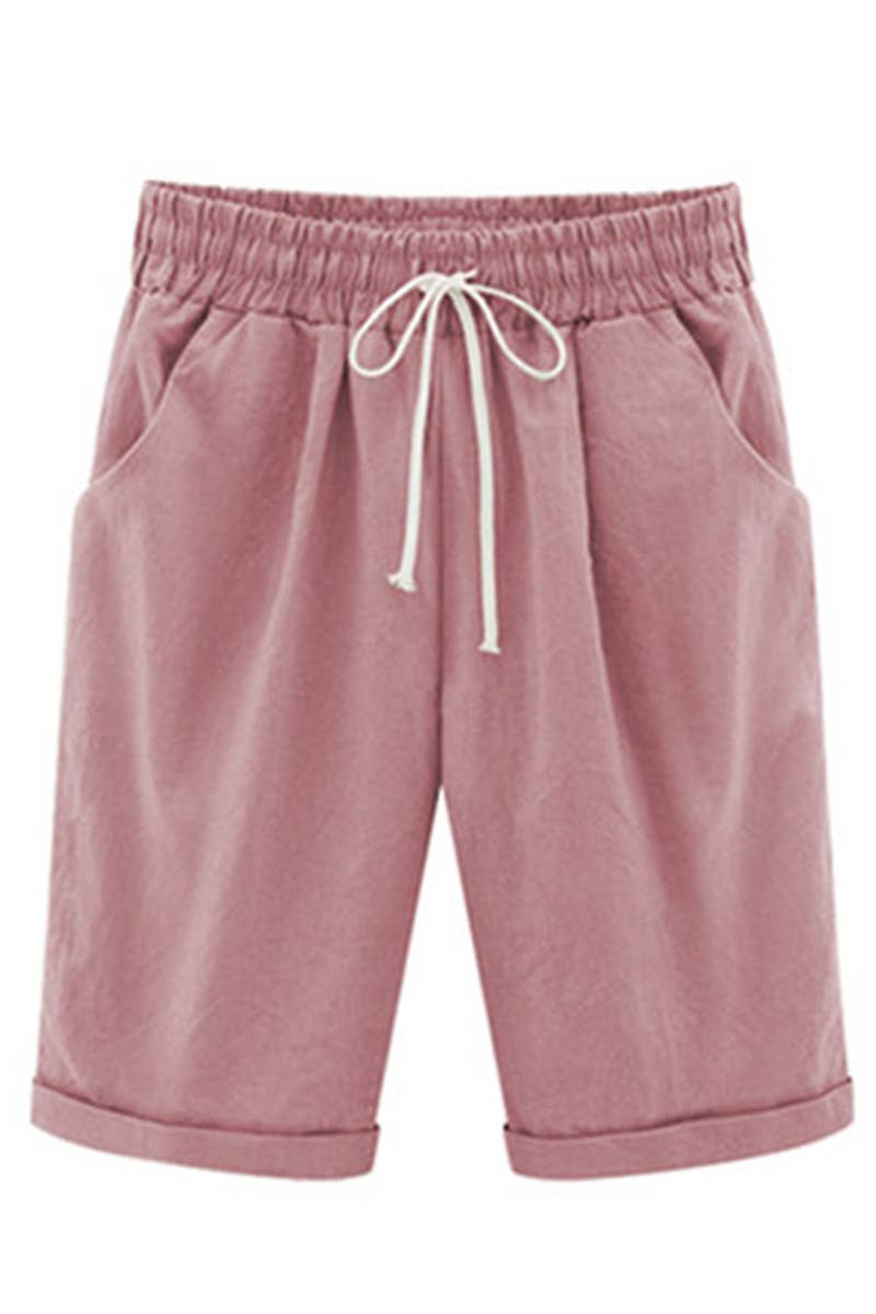 CWBSP0095_ELASTIC WAIST CASUAL PANTS WITH SIDE POCKETS