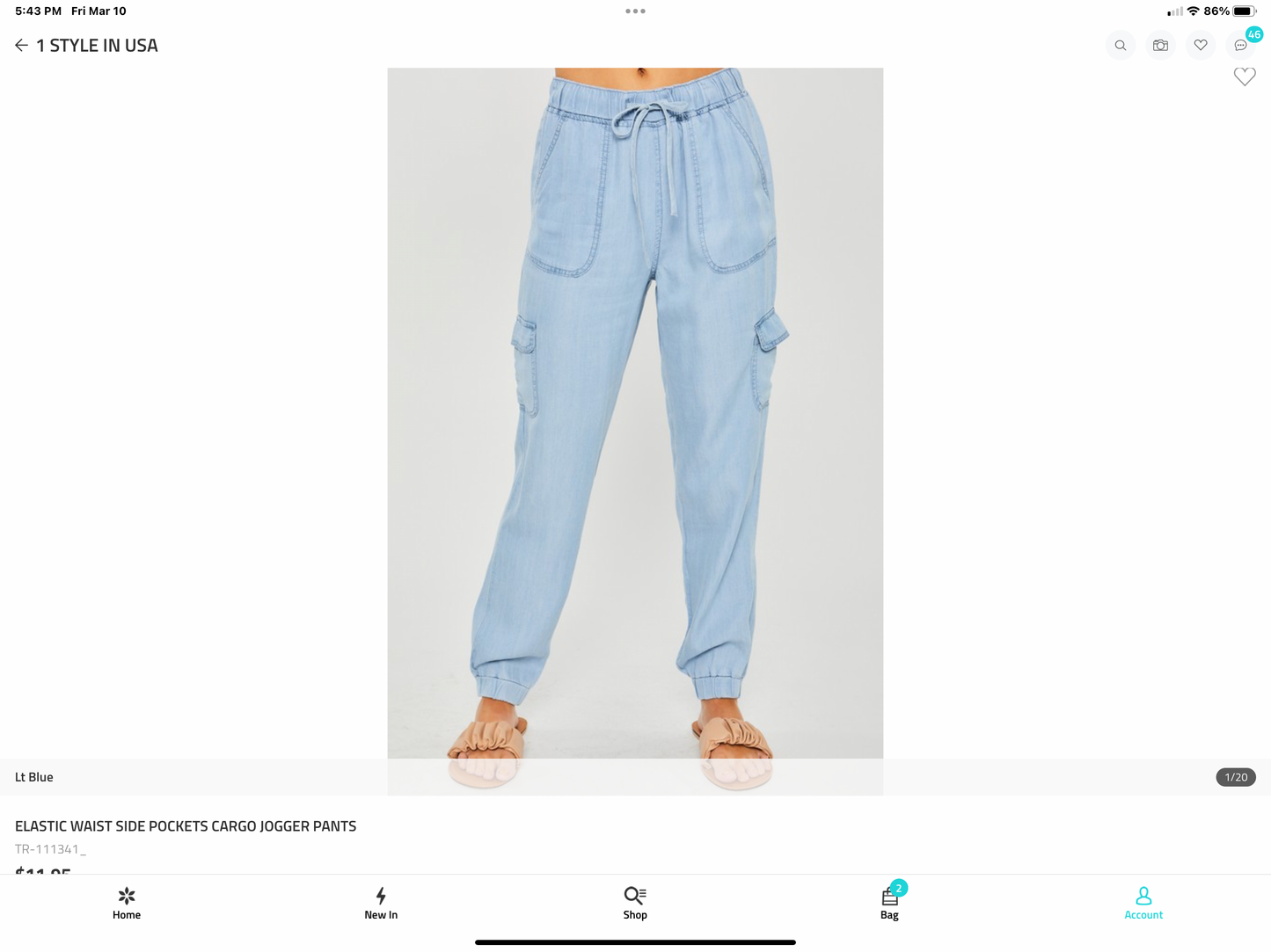 ELASTIC WAIST side pocket CARGO JOGGER PANTS