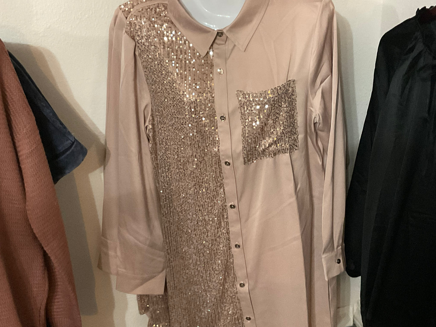 Sequined Shirt Dress