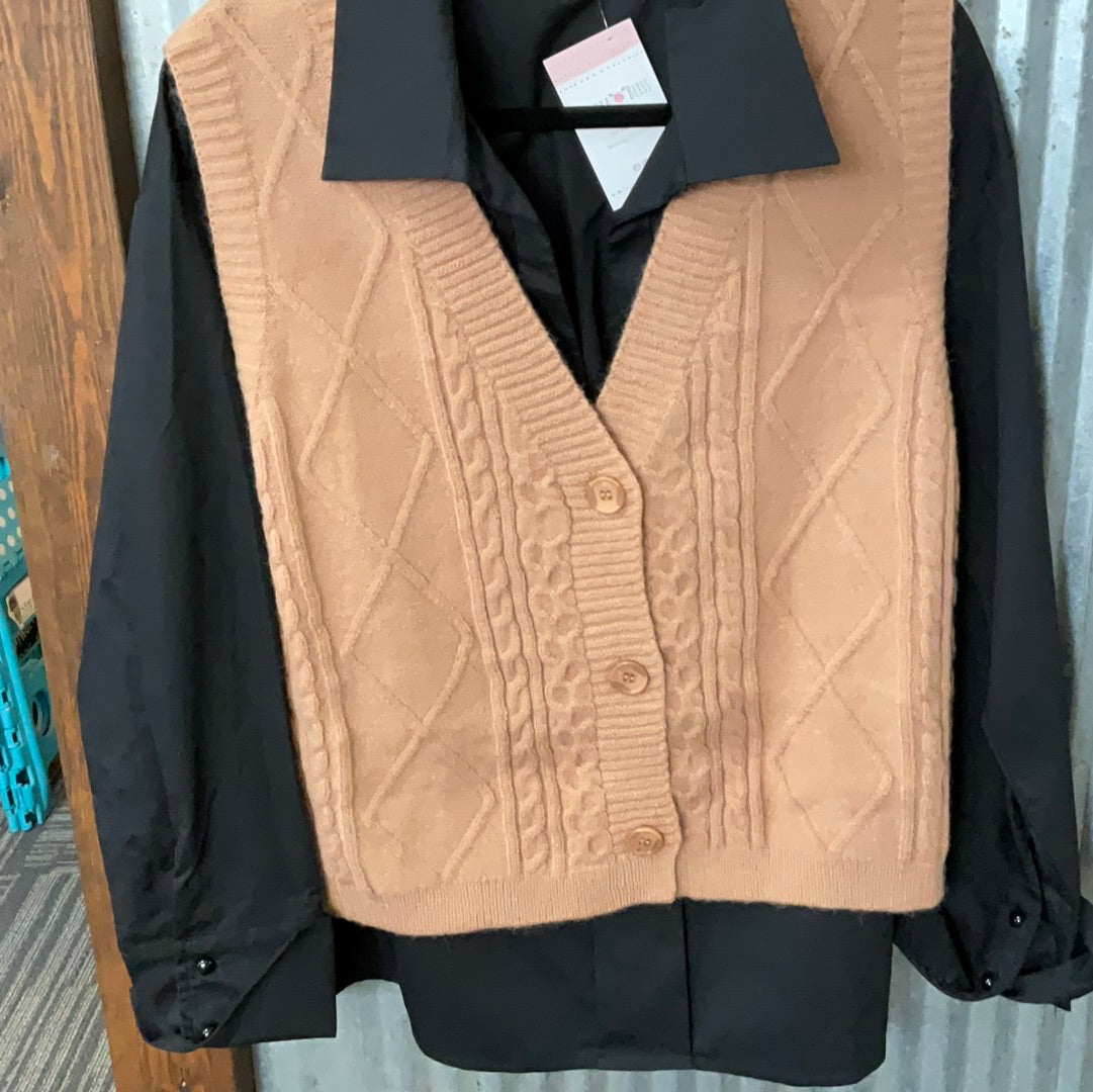 V-Neck Cable Sweater Vest