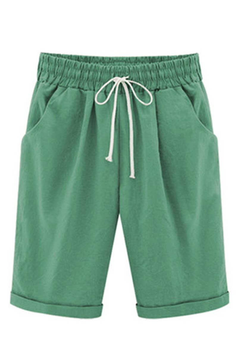 CWBSP0095_ELASTIC WAIST CASUAL PANTS WITH SIDE POCKETS