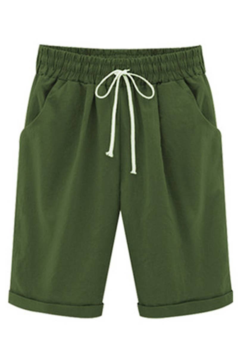 CWBSP0095_ELASTIC WAIST CASUAL PANTS WITH SIDE POCKETS