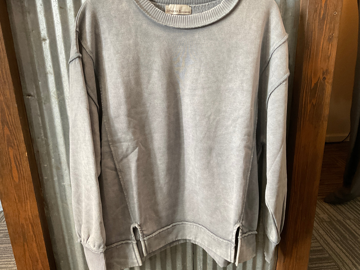 Acid Wash Exposed Seam Sweatshirt