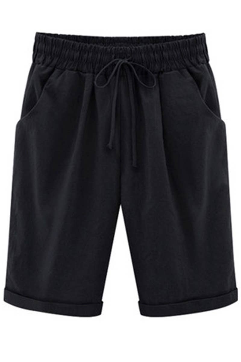 CWBSP0095_ELASTIC WAIST CASUAL PANTS WITH SIDE POCKETS