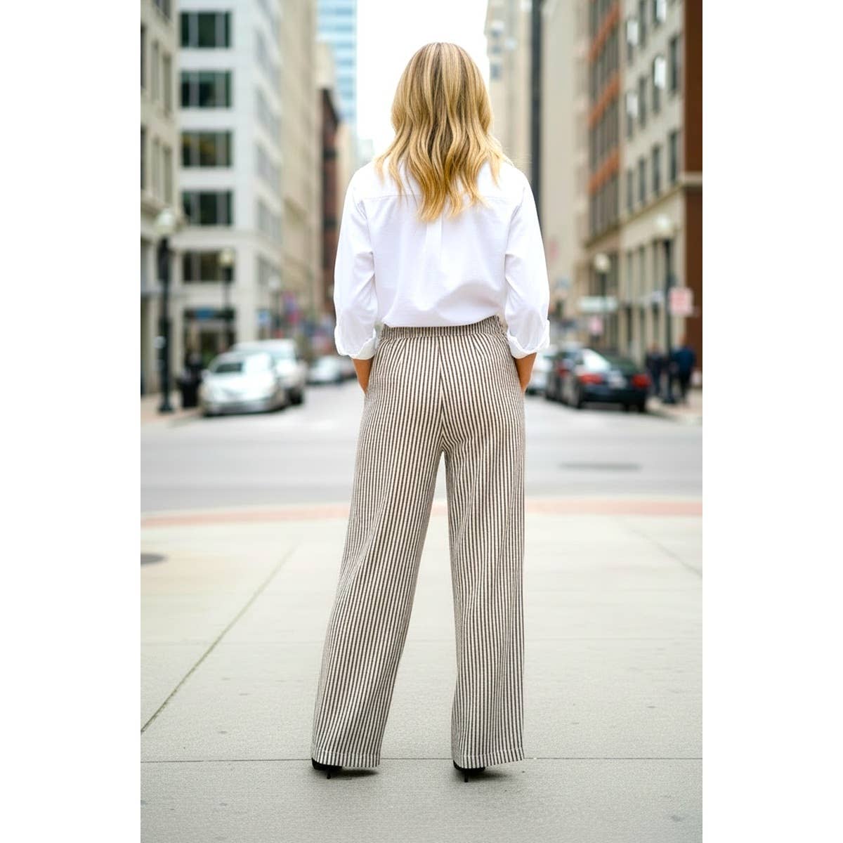 PINSTRIPED DRAWSTRING PANTS