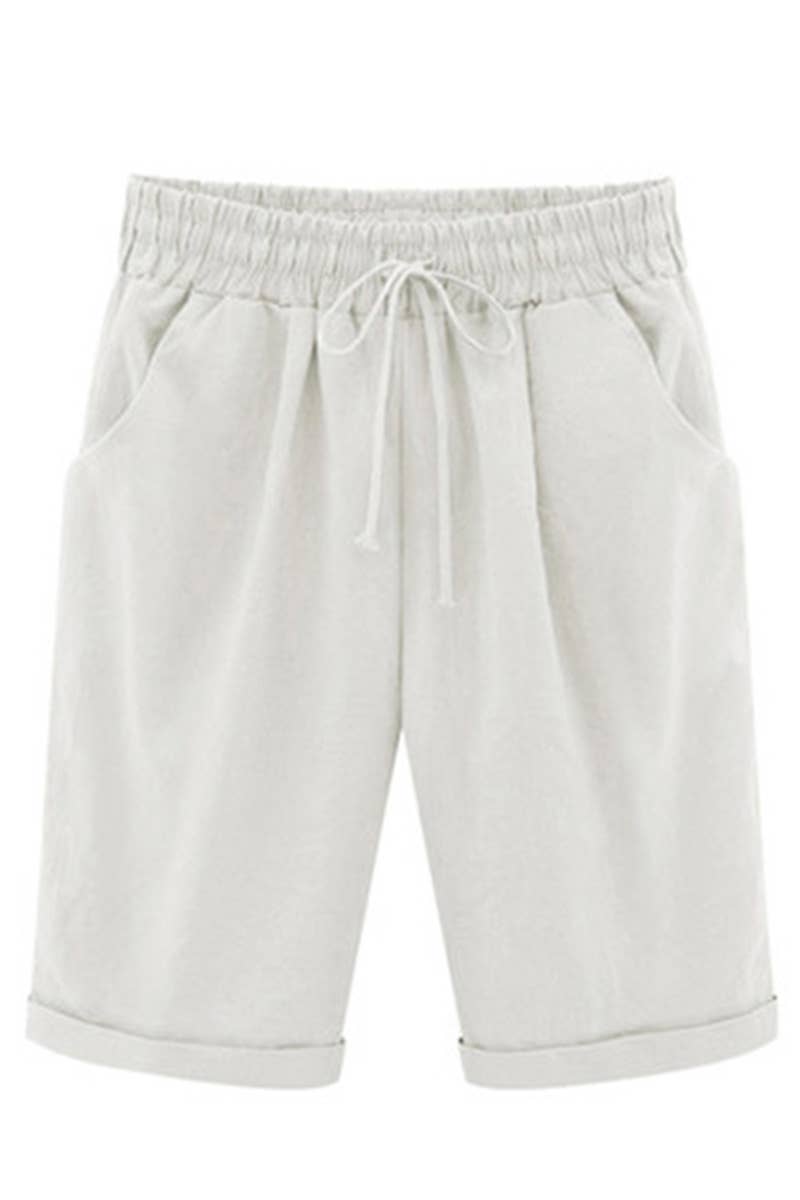 CWBSP0095_ELASTIC WAIST CASUAL PANTS WITH SIDE POCKETS